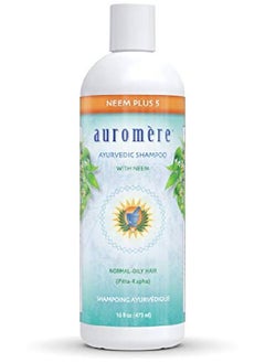 Auromere Ayurvedic Shampoo Neem + 5 Vegan Cruelty Free Nongmo Natural Gluten Free Sulfate Free Paraben Free For Normal To Oily Hair (16 Fl Oz) 1 Pack  - Image 1