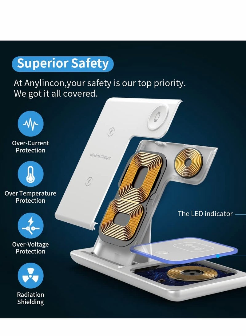 Excefore Wireless Charger 3 in 1 Wireless Charger Station Charging Stand Foldable - Image 2
