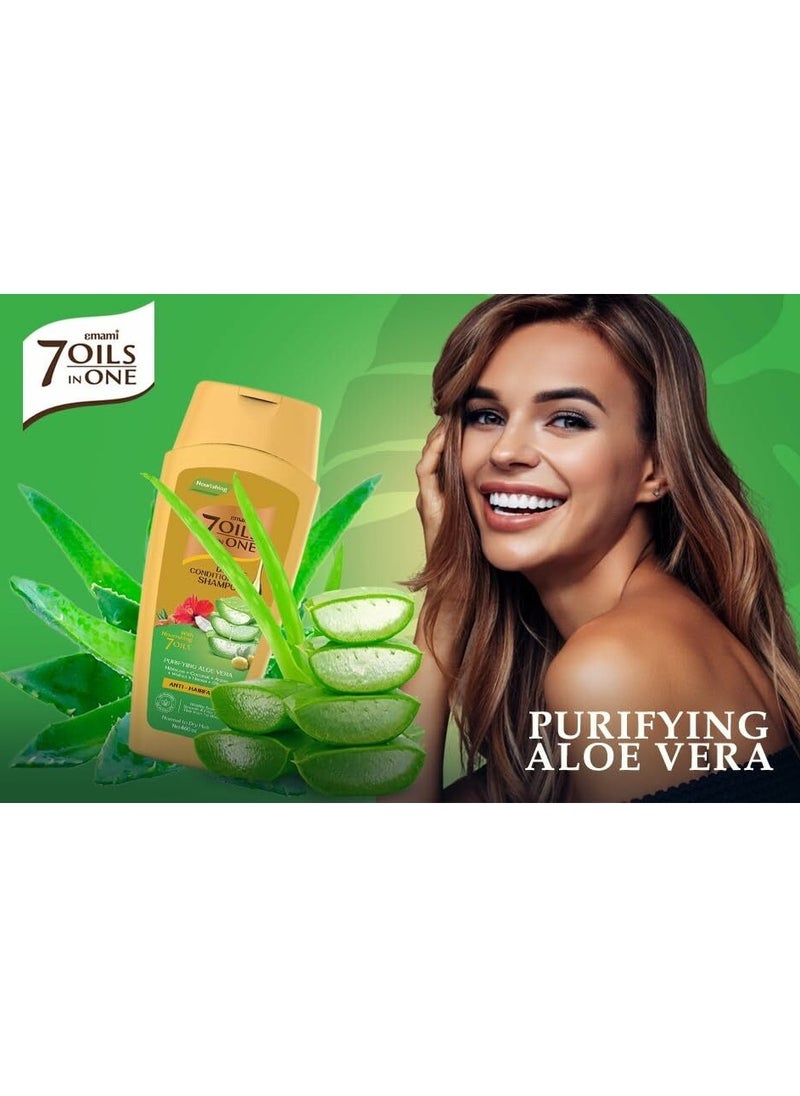 emami 7 Oil In One Double Conditioning Shampoo - Purifying Aloe Vera 400ml  - Image 3