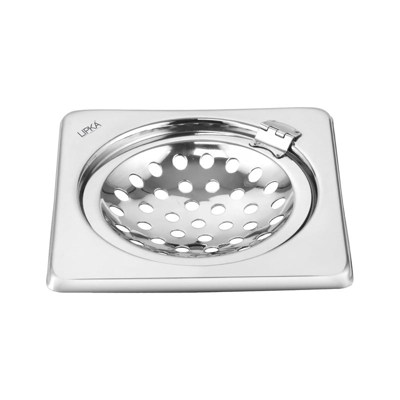 Lipka LIPKA Eon Square Floor Drain Premium Stainless Steel 6 x 6 Inches with Hinge - Image 1