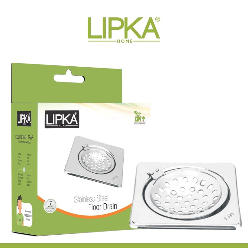 Lipka LIPKA Eon Square Floor Drain Premium Stainless Steel 6 x 6 Inches with Hinge - Image 3