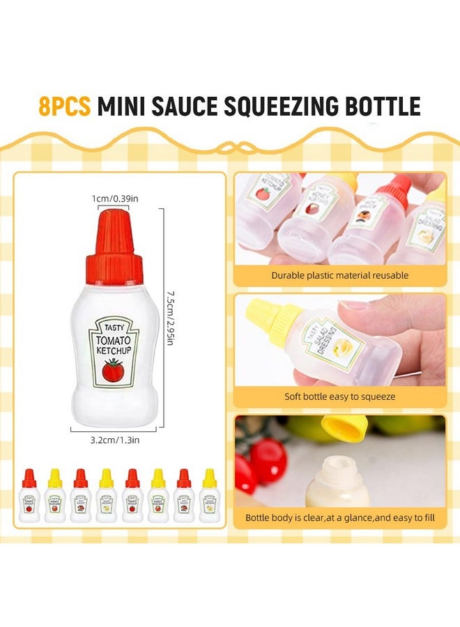 HASTHIP HASTHIP® 8Pcs 25ml Mini Ketchup Bottles for Lunch Bag Refillable Salad Dressing Squeeze Bottles with Nozzle Leaking-proof Sauce bottle dispenser for Ketchup, Honey Mustard, Vinegar  - Image 2