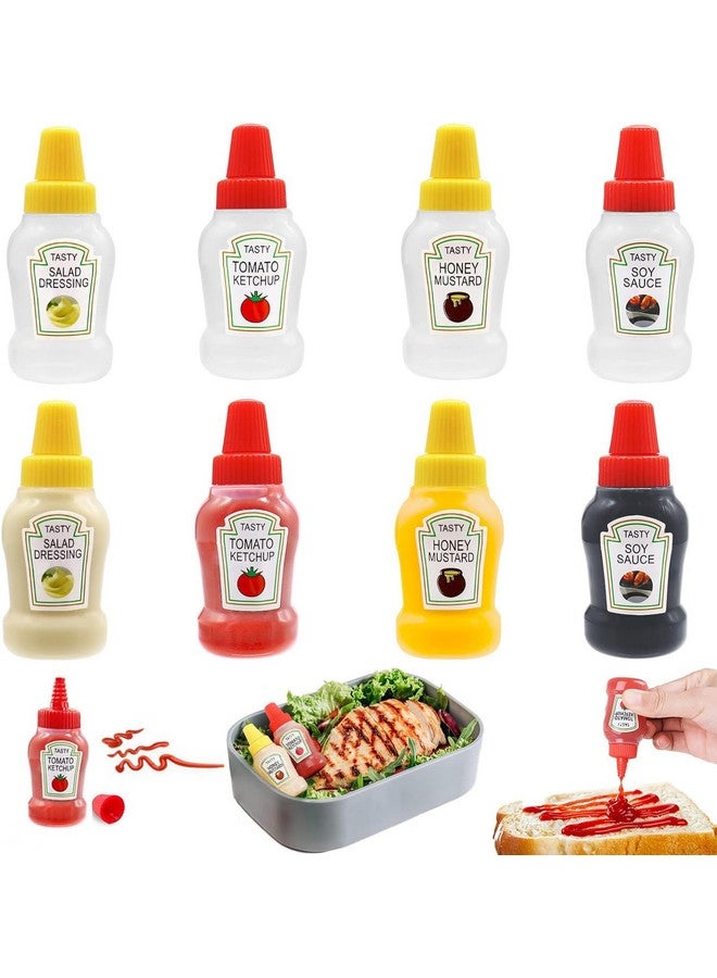 HASTHIP HASTHIP® 8Pcs 25ml Mini Ketchup Bottles for Lunch Bag Refillable Salad Dressing Squeeze Bottles with Nozzle Leaking-proof Sauce bottle dispenser for Ketchup, Honey Mustard, Vinegar  - Image 1