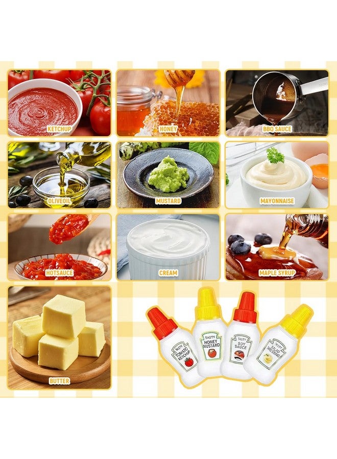 HASTHIP HASTHIP® 8Pcs 25ml Mini Ketchup Bottles for Lunch Bag Refillable Salad Dressing Squeeze Bottles with Nozzle Leaking-proof Sauce bottle dispenser for Ketchup, Honey Mustard, Vinegar  - Image 5