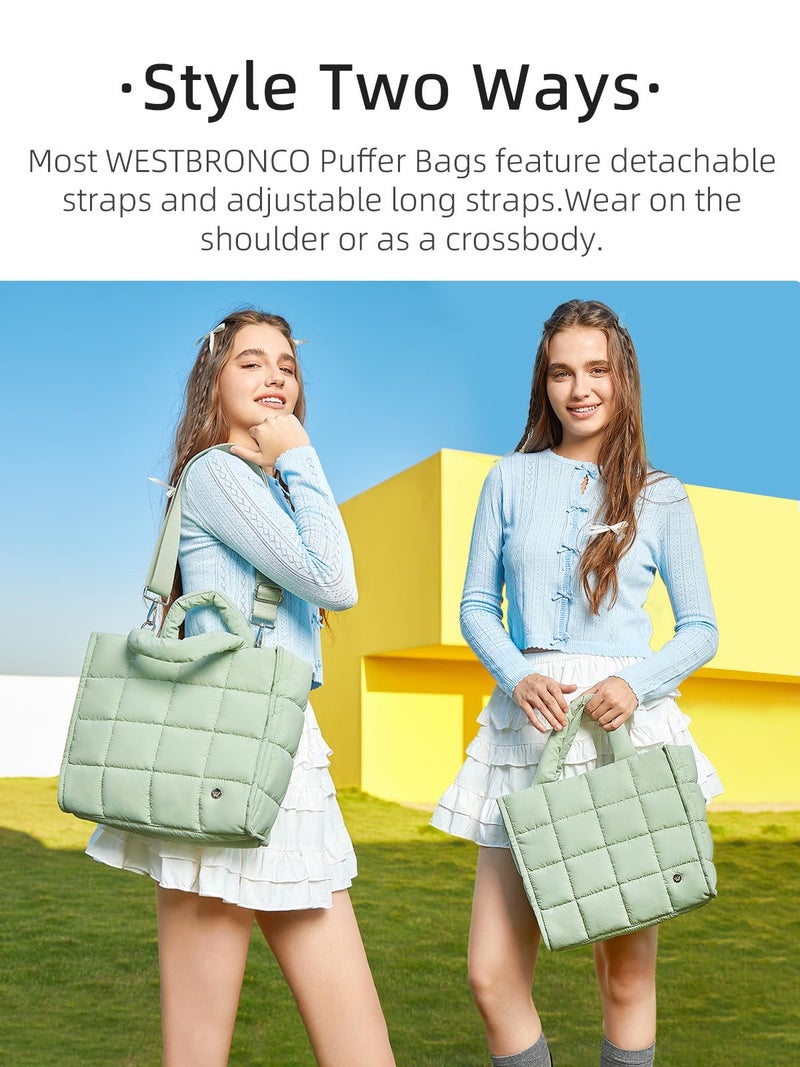 WESTBRONCO Puffer Crossbody Bags for Women Quilted Tote Puffy Weekender Overnight Nylon Shoulder Handbag - Image 2