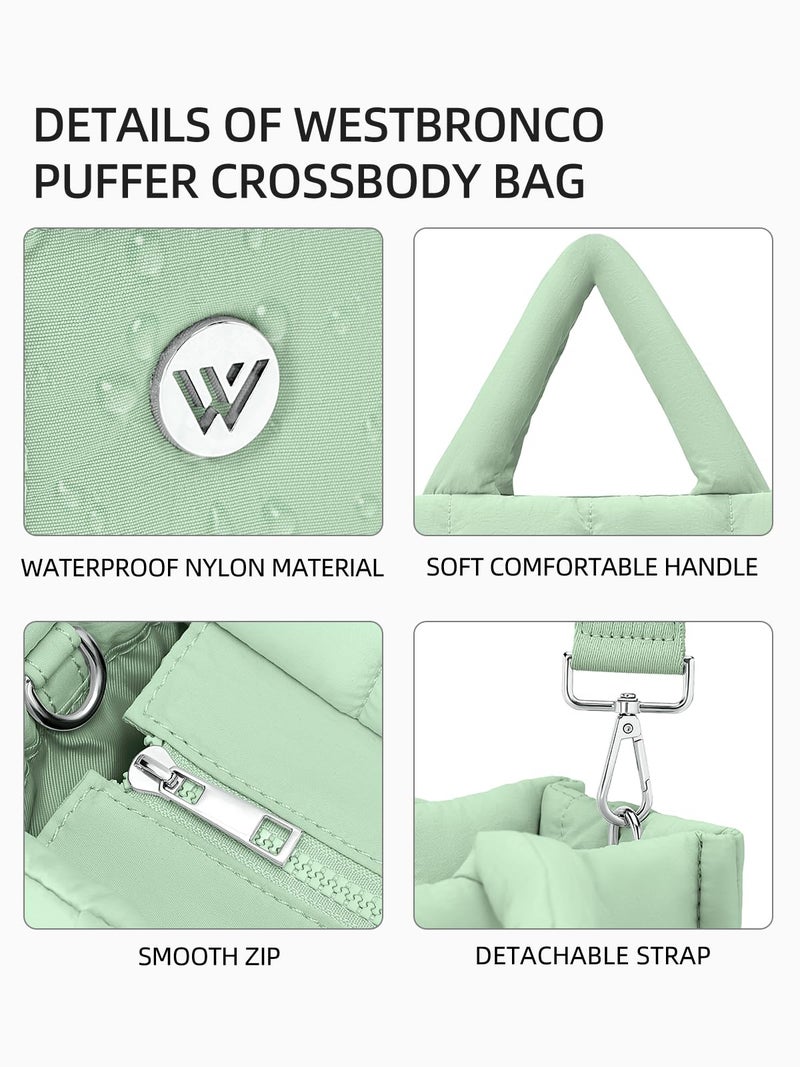 WESTBRONCO Puffer Crossbody Bags for Women Quilted Tote Puffy Weekender Overnight Nylon Shoulder Handbag - Image 5