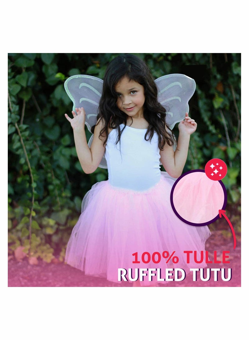 SYOSI Girls Butterfly Costume Fairy Birthday Party Wings Tutu Set With Pink Princess Toddler Skirt for Kids Age 3-8  - Image 3
