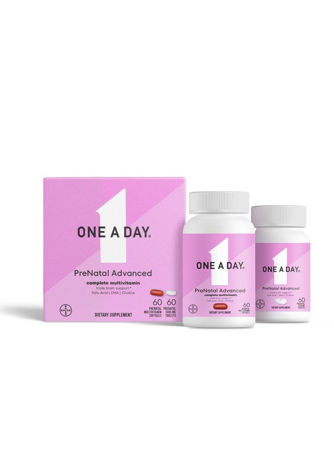 ONE A DAY Women's Prenatal Advanced Complete Multivitamins with Brain Support* مع الكولين وحمض الفوليك وأوميغا 3 DHA والحديد قبل وأثناء وبعد الحمل، 60+60 قرصًا (120 إجمالاً) (قد يختلف التغليف) - pzsku/Z0B549AD0D5759023FCA0Z/45/_/1740202724/78fb44a6-fdfa-46a0-baba-de932e447555