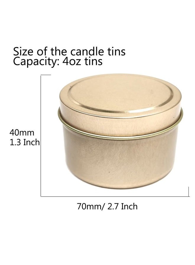 Unixing 24Pcs 4oz Candle Tins for DIY Candle, Metal Candle Container Tins for Candle Making Dark Blue Light Blue Champagne Rose Gold Container Tins - Image 3