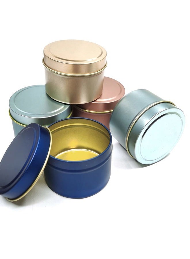 Unixing 24Pcs 4oz Candle Tins for DIY Candle, Metal Candle Container Tins for Candle Making Dark Blue Light Blue Champagne Rose Gold Container Tins - Image 4