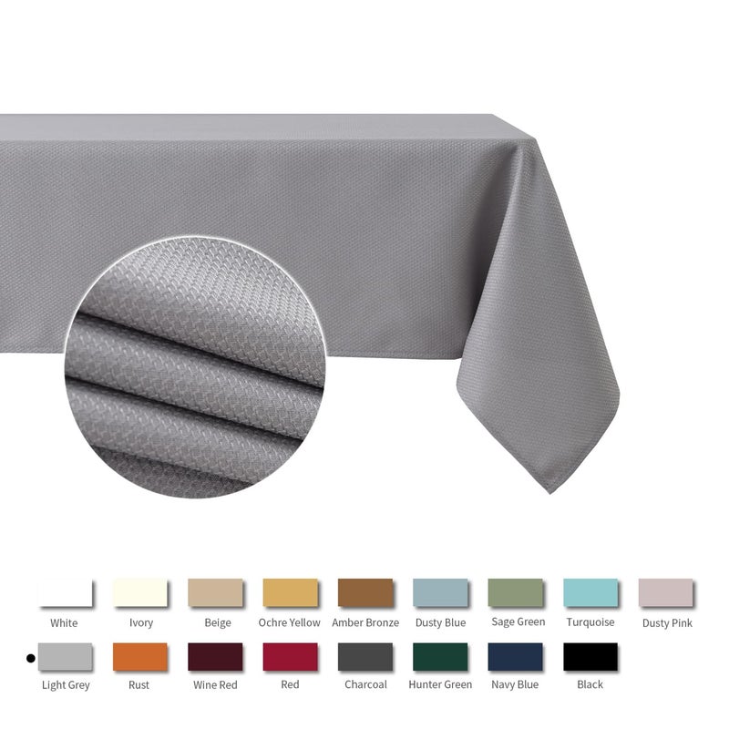 maxmill Jacquard Square Tablecloth Stain Resistant Spillproof Wrinkle Free Washable Soft Table Cloth, Decorative Fabric Table Cover for Dining Room, Indoor and Outdoor Use, 52 x 52 Inch, Light Grey - Image 3