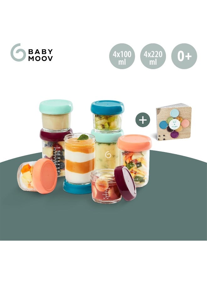 babymoov Babymoov - Glass Baby Bowls, 4X (220+100) Airtight Food Storage Containers With Recipe Book  - Image 3