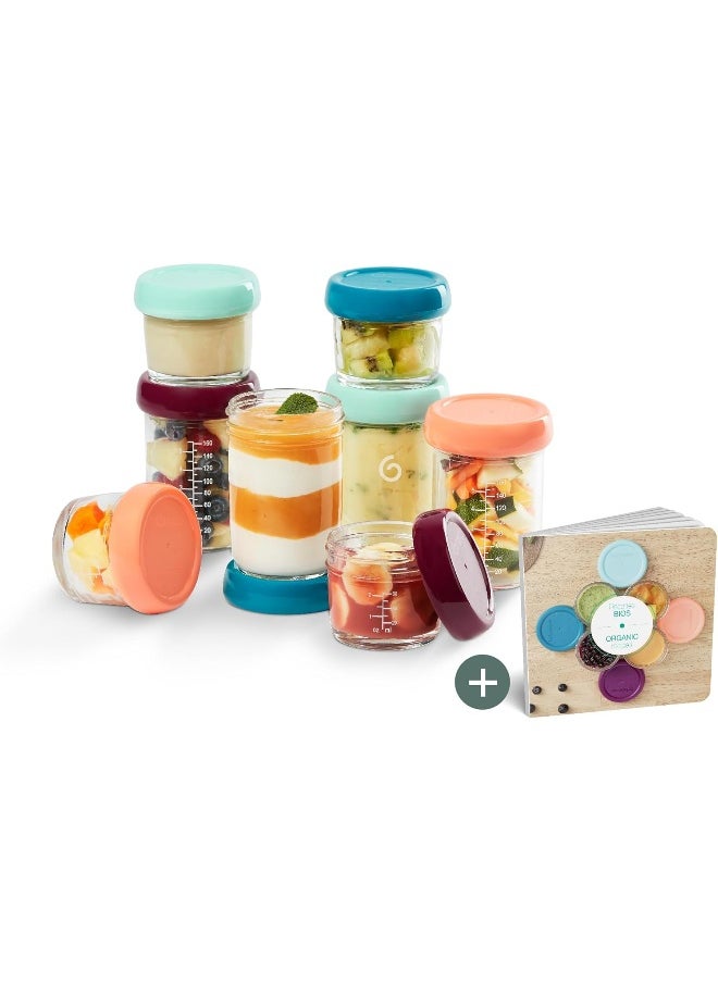 babymoov Babymoov - Glass Baby Bowls, 4X (220+100) Airtight Food Storage Containers With Recipe Book  - Image 1