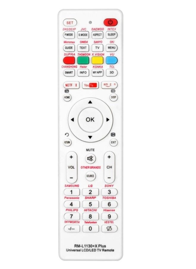 ماركة غير محددة جهاز تحكم عن بعد عالمي للتلفزيون لأجهزة Samsung، وLG، وSony، وRoku، وApple TV، وTCL، وPanasonic، وأجهزة التلفاز الذكية، ومشغلات البث، وBlu-ray، وDVD، وما إلى ذلك. الكل في جهاز تحكم عن بعد عالمي واحد 