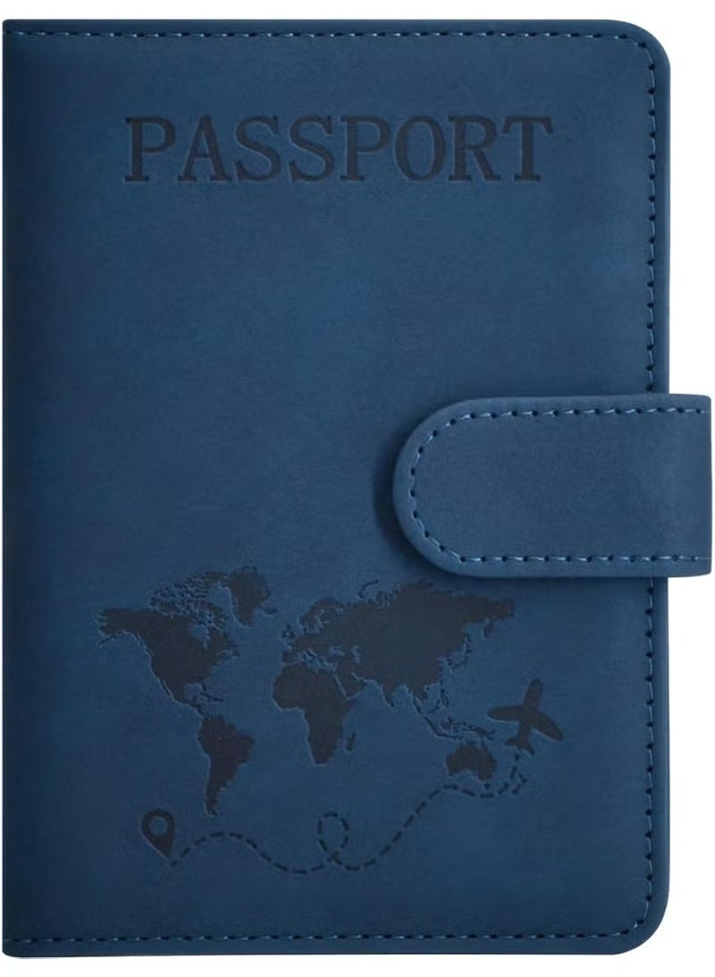 Passport Holder for Travel Essentials, Passport Wallet Cover Case for Travel Must Haves Accessories,Passport Book Holders for Women and Men Blue  - Image 1