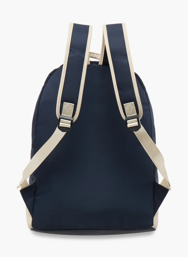 Lee Cooper Panelled School Backpack with Adjustable Straps and Zip Closure - 31x15x40 cm