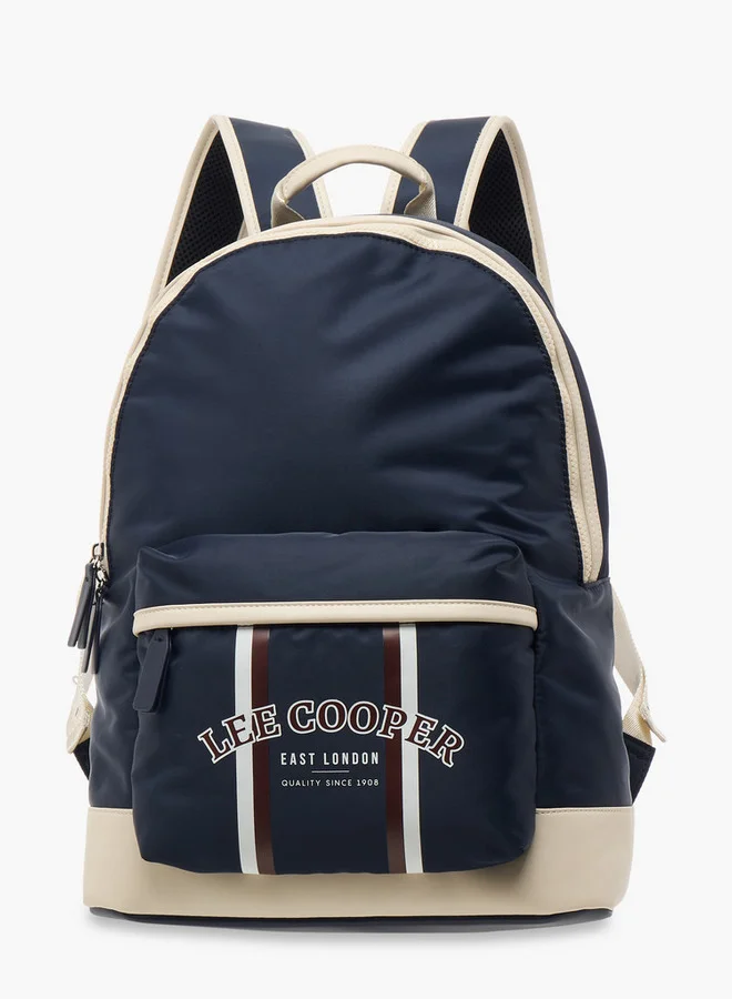 Lee Cooper Panelled School Backpack with Adjustable Straps and Zip Closure - 31x15x40 cm