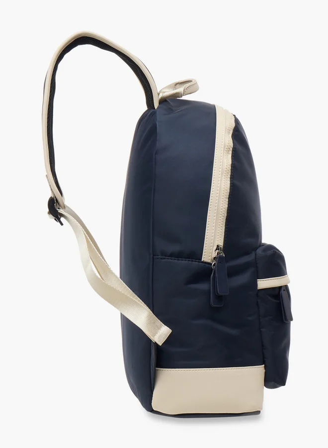 Lee Cooper Panelled School Backpack with Adjustable Straps and Zip Closure - 31x15x40 cm