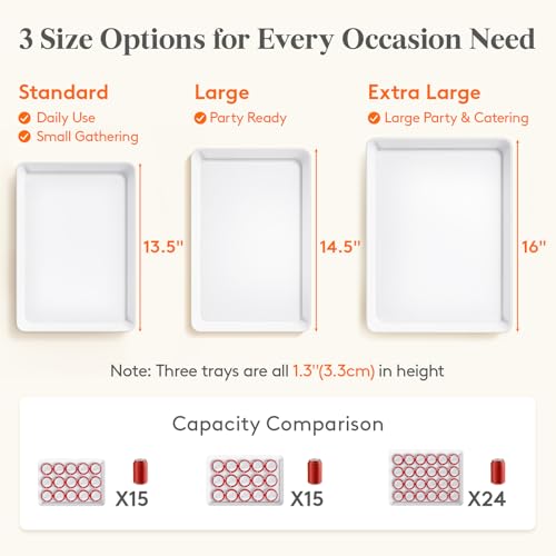 Lifewit Serving Tray for Party Supplies, Reusable Serving Platter for Catering, Snack, Fruit, Charcuterie, Appetizer, Plastic Food Trays, Hosting Essentials, BPA Free, White, 8 Pcs - Image 5