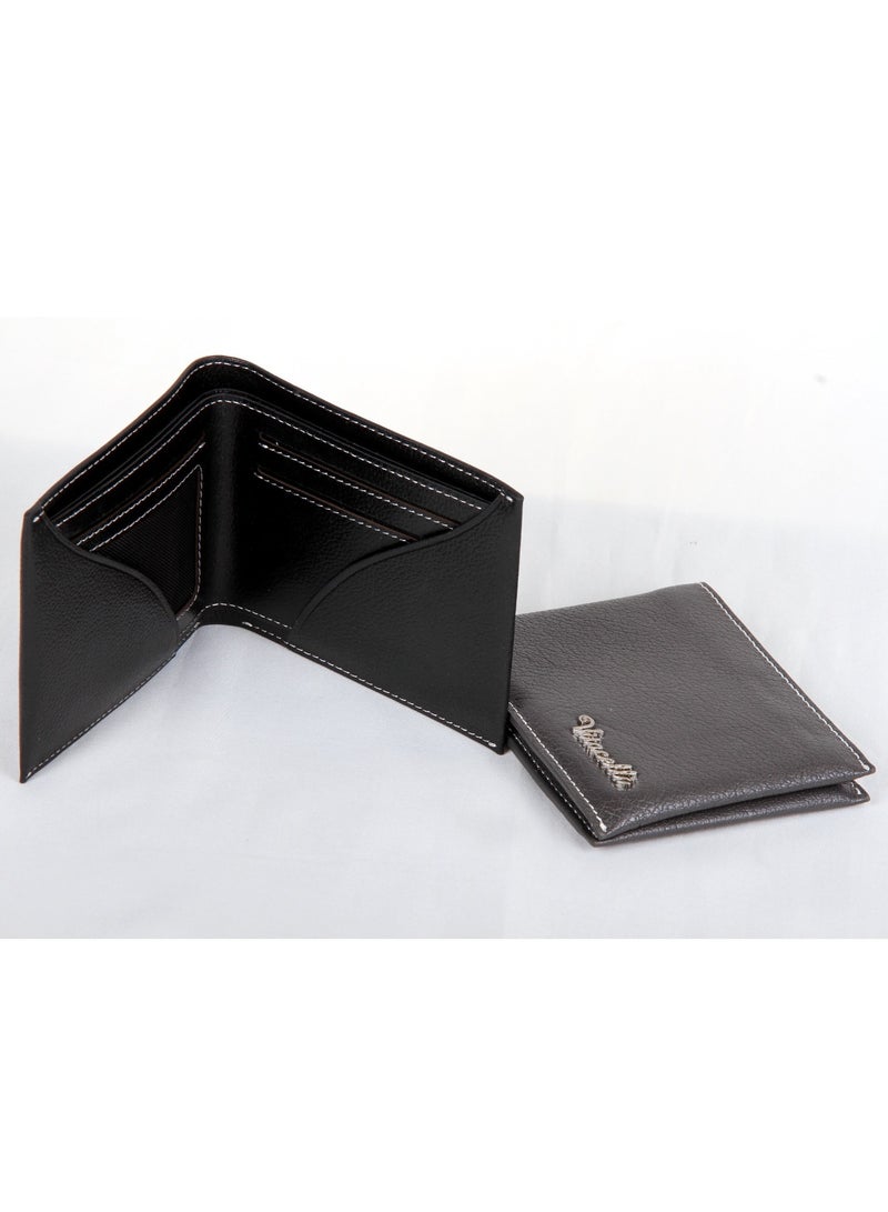 Vitacelli محفظة جلدية أصلية مصنوعة يدويًا للرجال، محفظة جلدية ثنائية الطي، باللون الأسود - Image 2