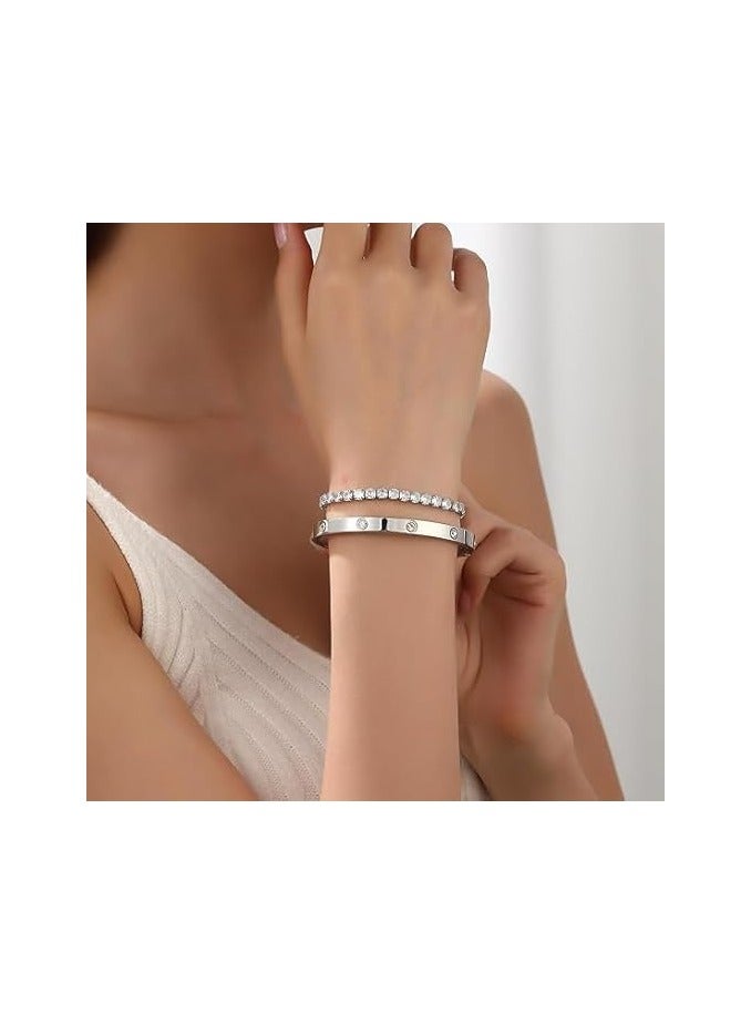 Fayrouz Jewellery Stainless Steel Friendship Bracelets, 18K Tennis Bracelet for Women, Fashion Cubic Zirconia Bracelet, Friendship Bracelets, Jewelry Set - Image 3