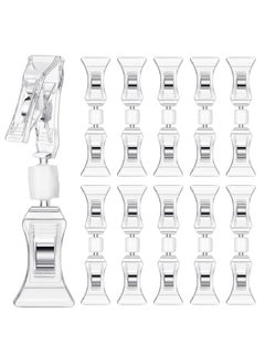 Y&D Double Sided Sign Clips Display Mini Clip Clear Rotatable Merchandise on Holder Plastic Price Tag Stand for Label Clothing Business Cards Retail Baskets(25 Pieces)  - Image 1