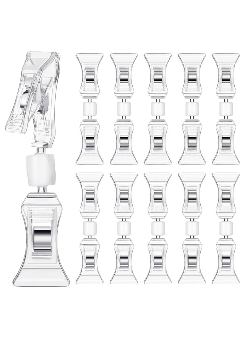Y&D Double Sided Sign Clips Display Mini Clip Clear Rotatable Merchandise on Holder Plastic Price Tag Stand for Label Clothing Business Cards Retail Baskets(25 Pieces)  - Image 1