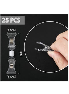 Y&D Double Sided Sign Clips Display Mini Clip Clear Rotatable Merchandise on Holder Plastic Price Tag Stand for Label Clothing Business Cards Retail Baskets(25 Pieces)  - Image 2