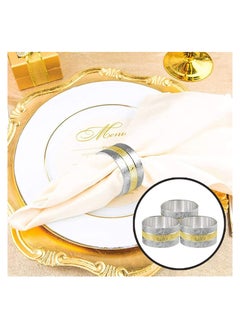 Excefore Napkin Rings 4Pcs Metal Gold Round Napkin Rings Buckles for Table Decorations Wedding Dinner Parties Frosted Napkin Ring Metal Stainless Steel Napkin Ring Hotel Catering Supplies Tableware  - Image 3