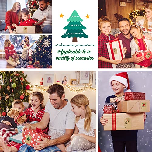 Nestcode Kraft Paper Christmas Stickers - 2 * 3 Inch, 80 PCS Per Roll, 4 Designs, Decorative Labels for Presents & Gifts - Image 5