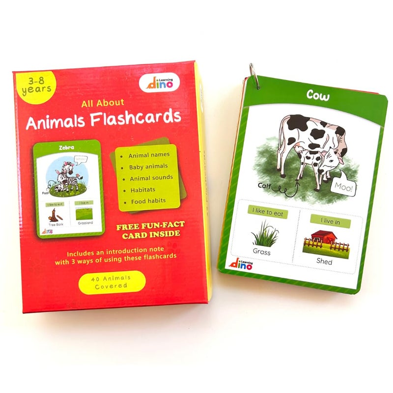 Learning Dino Animals and Their Babies Flashcards Animal Sound Animal Habitat Flashcards for Toddlers and Kids 40 Animals Non Tearable and Water Resistant Reusable - Image 2