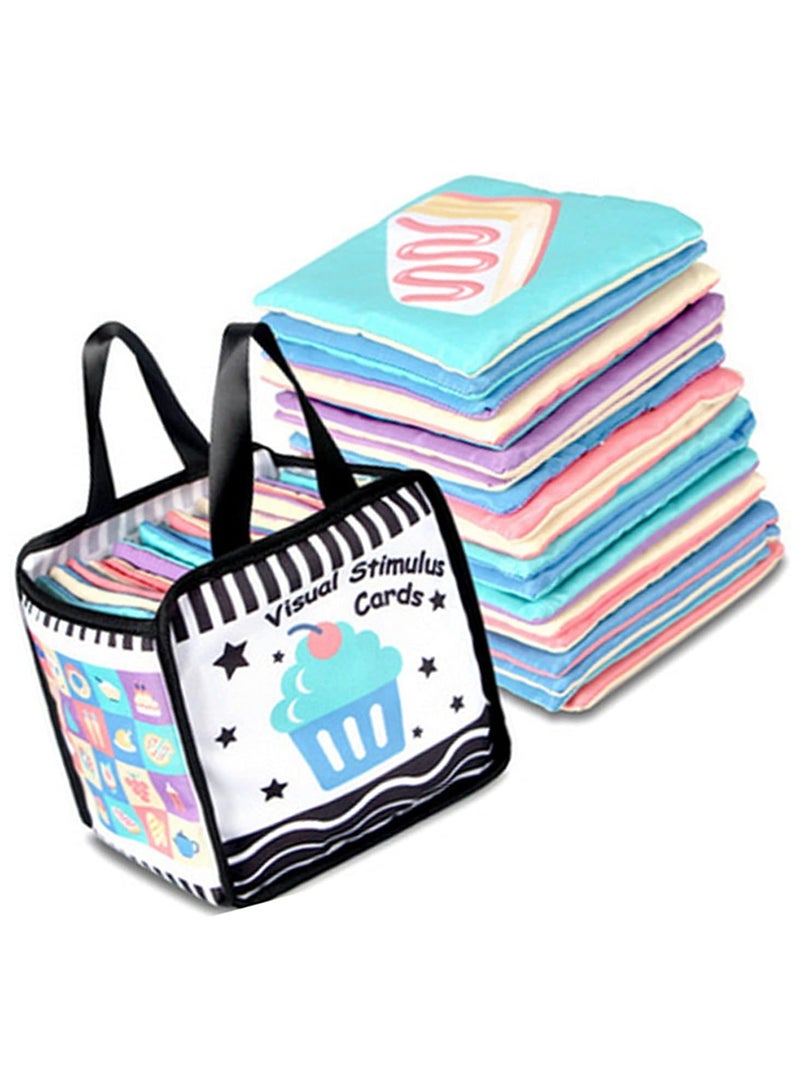 general Newborn Visual Stimulation Cards Soft Cloth Book Set Black White Card with Storage Bag for Tummy Time