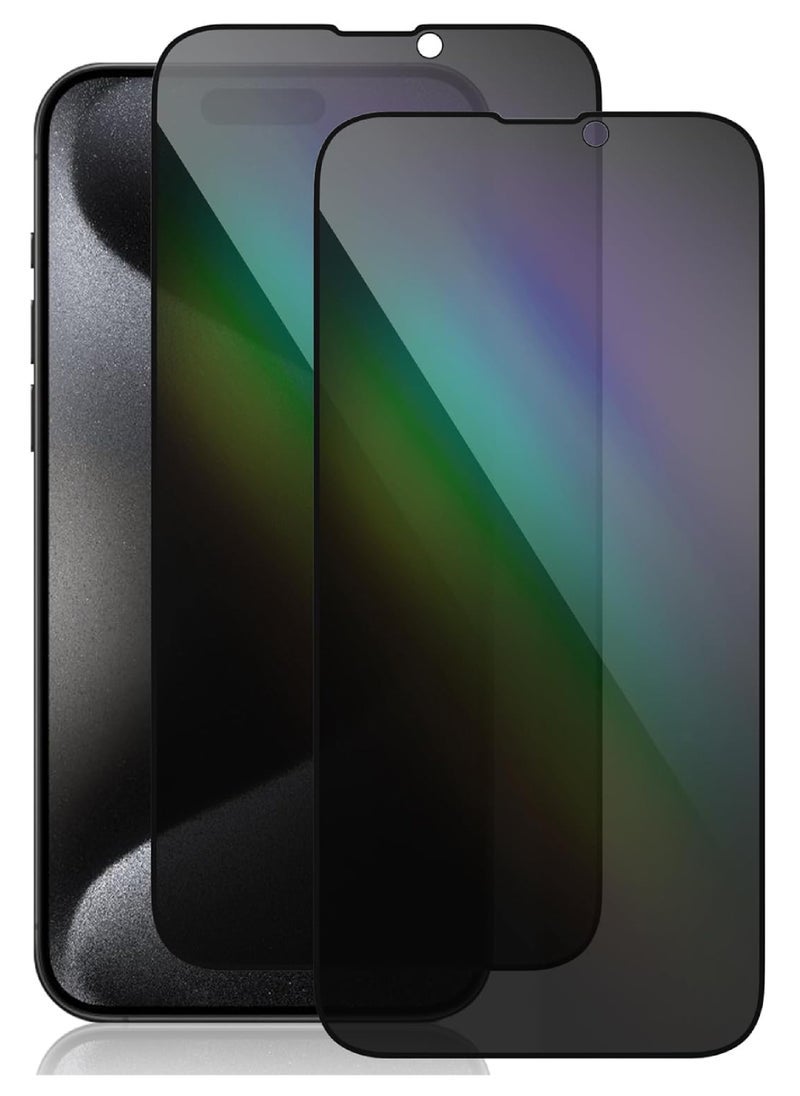 كابتن تيك (عبوتان) واقي شاشة للخصوصية لهاتف iPhone 15 Pro Max 2023 9H مضاد للتجسس من الزجاج المقوى الداكن واقي شاشة لهاتف iPhone 15 Pro Max 6.7 بوصة 2023، جراب صديق للبيئة وخالي من الفقاعات - Image 1