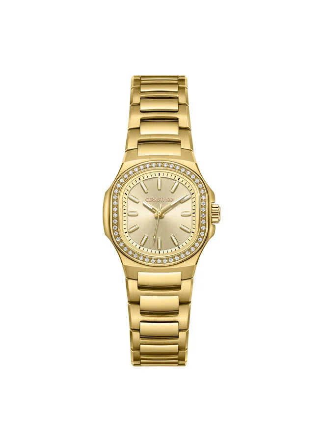 شيروتي 1881 Trento Lady Champagne Dial, Stainless Steel Bracelet, Analog Watch for Women, 26mm
