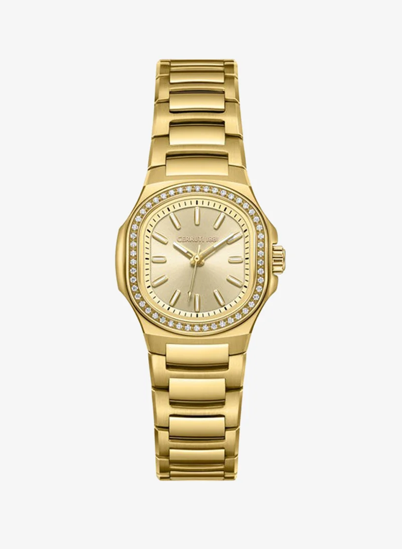 شيروتي 1881 Trento Lady Champagne Dial, Stainless Steel Bracelet, Analog Watch for Women, 26mm
