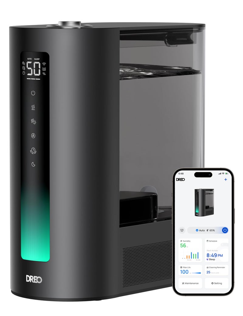 Dreo 6L Humidifiers for Bedroom Smart Warm Cool Mist for Large Room 60Hr Quiet Runtime for Baby Plant Humidity Sensor Indicator Light 12H Timer GoogleAlexa Black
