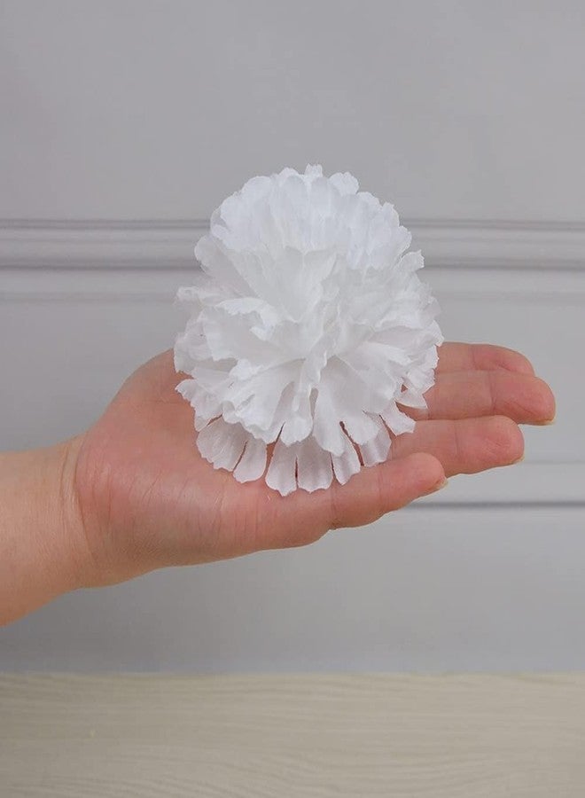 Homenique Silk Carnation Flower, 50 Artificial Flowers, Used for Wedding Decoration DIY Handmade Flowers, Carnation Flower Diameter 3.5 Inches and 6 Inches Stem (White) - Image 4