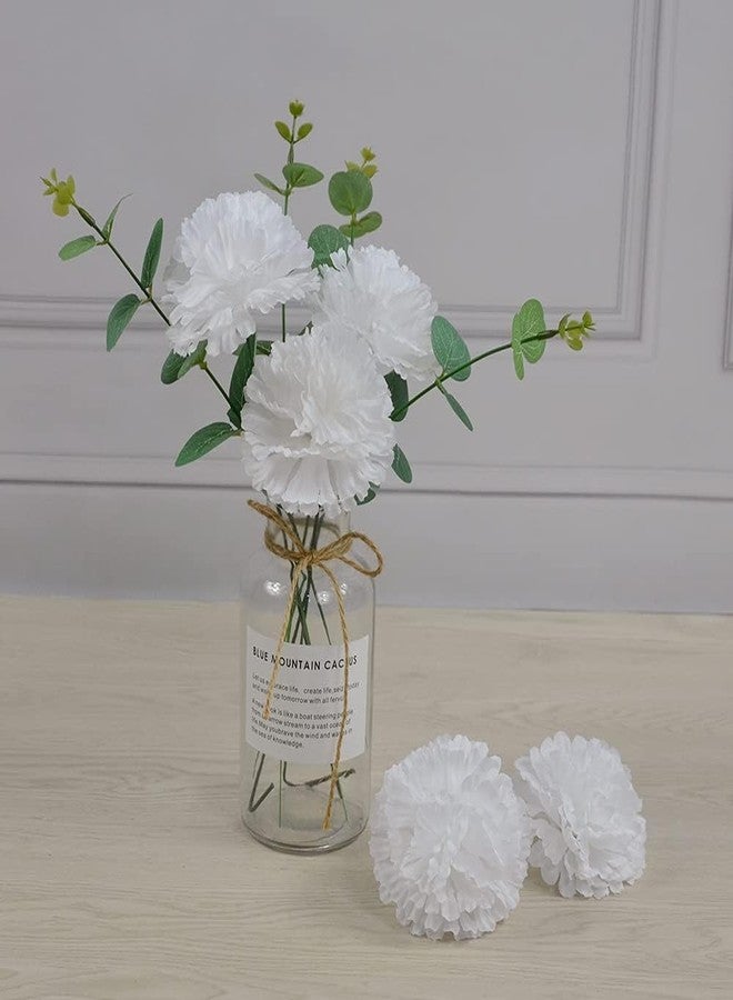 Homenique Silk Carnation Flower, 50 Artificial Flowers, Used for Wedding Decoration DIY Handmade Flowers, Carnation Flower Diameter 3.5 Inches and 6 Inches Stem (White) - Image 5