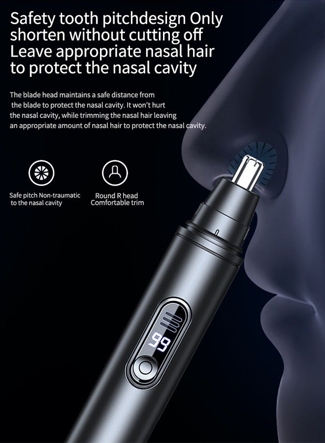 مانجي قطعتان من ماكينة تهذيب شعر أنف الأذن، تهذيب شعر الوجه القابل لإعادة الشحن مع غطاء واق من الأتربة وشاشة مؤشر رقمي، قاطع شعر أنف مزدوج الحواف مقاوم للماء (أسود) - Image 5