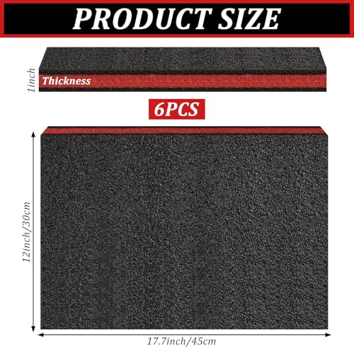 Hlimior 6 Pack Tool Box Foam Inserts for CasesTool Box Liner Polyethylene Sheets Toolbox Kaizen Organizer and Storage Shadow18 x 12 x 1 InchRed Black - Image 3