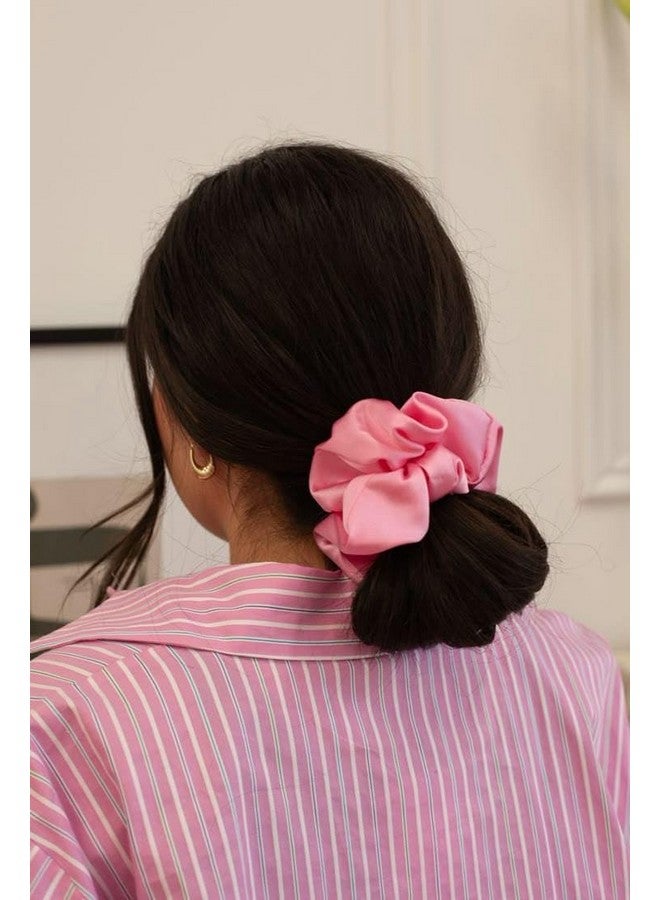 Luxurious Satin Hair Scrunchies | Trendy scrunchies for women | Silk Scrunchies for women | Anti-Hair-Breakage | Hair Ties | Pack of 5 (Grey Color) - Image 3