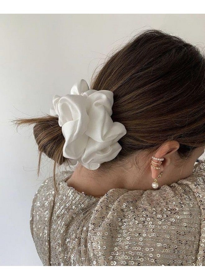 Luxurious Satin Hair Scrunchies | Trendy scrunchies for women | Silk Scrunchies for women | Anti-Hair-Breakage | Hair Ties | Pack of 5 (Grey Color) - Image 5