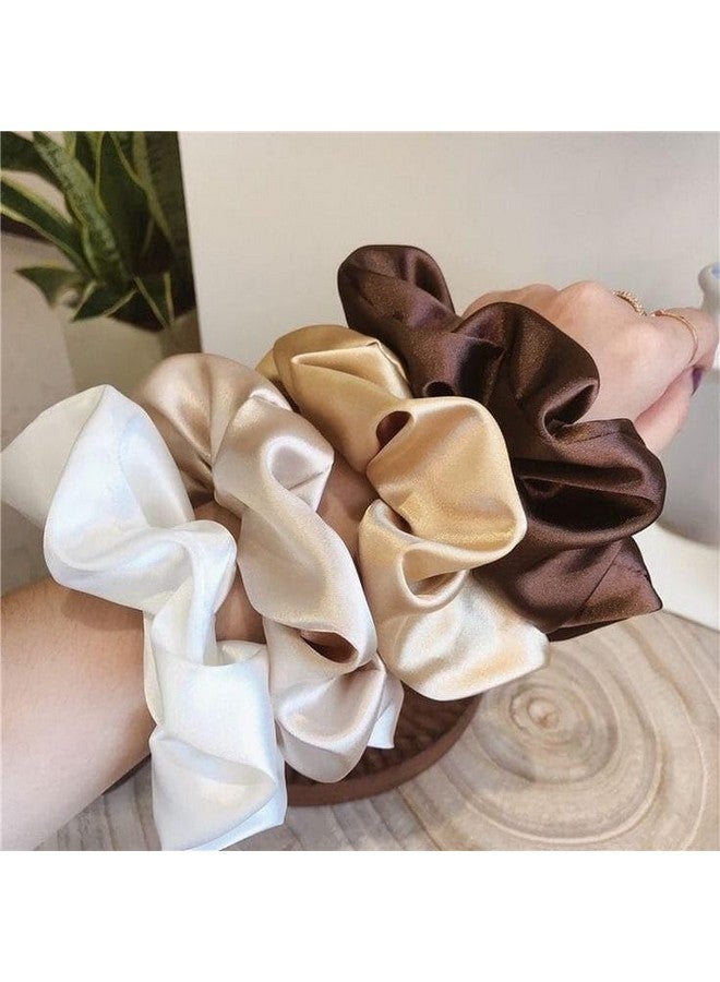 Luxurious Satin Hair Scrunchies | Trendy scrunchies for women | Silk Scrunchies for women | Anti-Hair-Breakage | Hair Ties | Pack of 5 (Grey Color) - Image 2