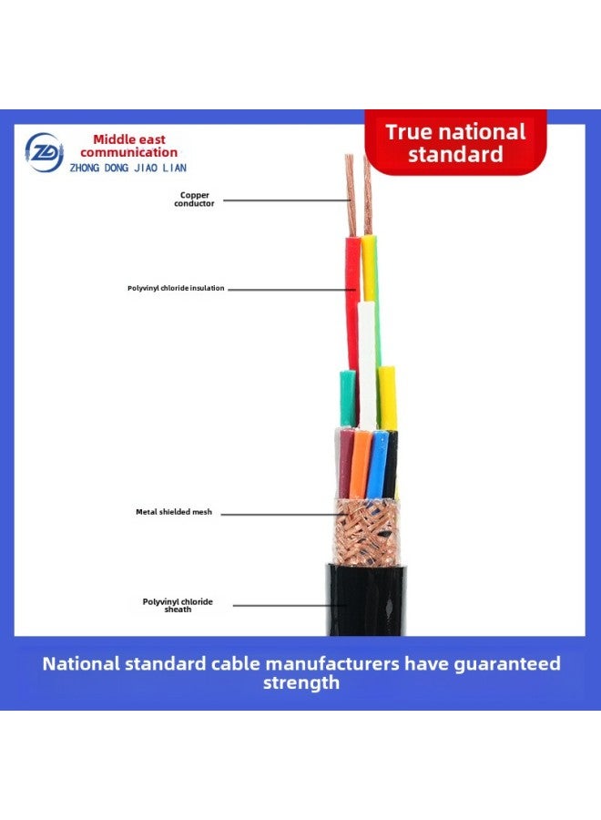 National Standard Pure Copper RVVP Shielded Wire 2/3/4 Core 0.5/0.75 Square Signal Control Cable Sheath Shielded Wire-Color:RVVP-3×1  - Image 2