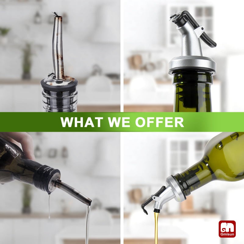 GMISUN Olive Oil Dispenser Bottle 1 Pack, Olive Oil Dispenser for Kitchen 17oz, Glass Cooking Soy Sauce Bottle Container Cruet with Plastic Pourer Spout, Green - Image 4