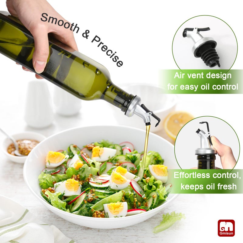 GMISUN Olive Oil Dispenser Bottle 1 Pack, Olive Oil Dispenser for Kitchen 17oz, Glass Cooking Soy Sauce Bottle Container Cruet with Plastic Pourer Spout, Green - Image 3