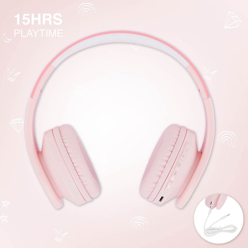 PowerLocus Bluetooth Headphones for Kids, Wireless Foldable Headphones Over Ear, Headphone with Microphone, 85DB Volume Limit, Wireless and Wired Headset with Micro SD, FM for Cellphones, Tablets, PC - Image 2
