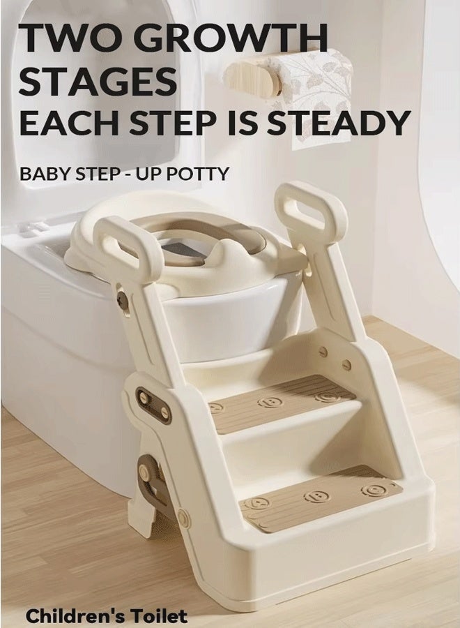 Berma Baby مقعد مرحاض، مقعد تدريب على استخدام المرحاض للأطفال الصغار، مقعد تدريب على استخدام المرحاض 2 في 1 مُحسّن للأولاد والبنات، سجادة مبطنة مقاومة للماء مع مسند خطوة غير قابل للانزلاق - Image 1