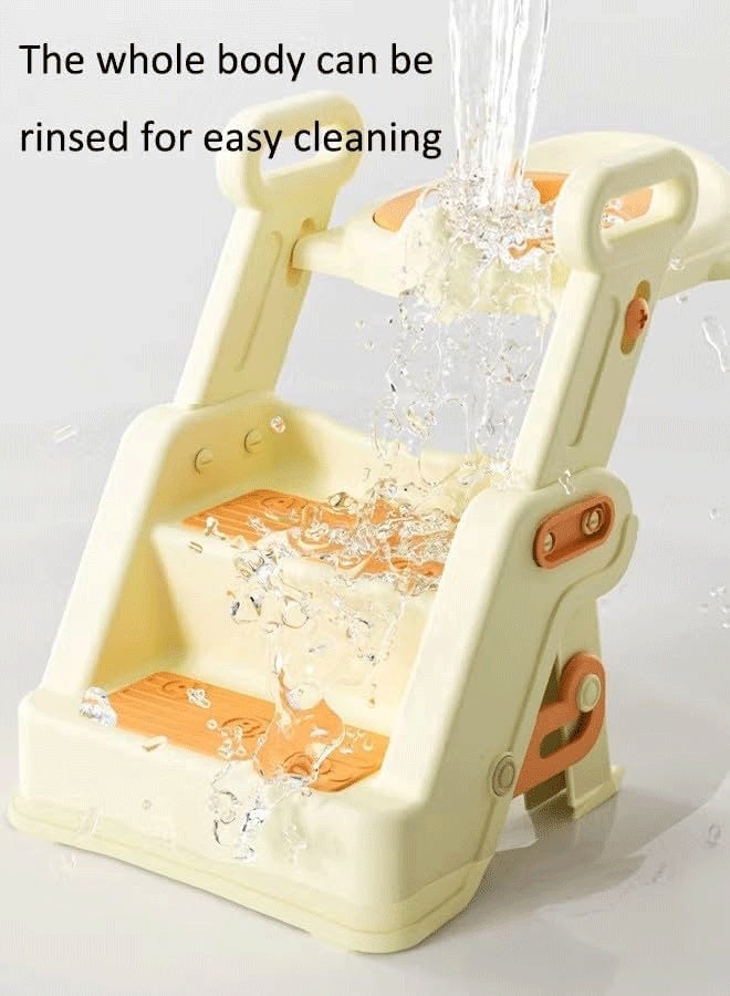 Berma Baby مقعد مرحاض، مقعد تدريب على استخدام المرحاض للأطفال الصغار، مقعد تدريب على استخدام المرحاض 2 في 1 مُحسّن للأولاد والبنات، سجادة مبطنة مقاومة للماء مع مسند خطوة غير قابل للانزلاق - Image 5