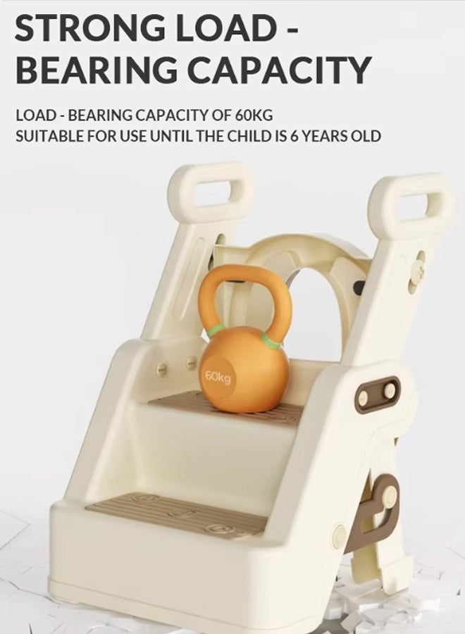 Berma Baby مقعد مرحاض، مقعد تدريب على استخدام المرحاض للأطفال الصغار، مقعد تدريب على استخدام المرحاض 2 في 1 مُحسّن للأولاد والبنات، سجادة مبطنة مقاومة للماء مع مسند خطوة غير قابل للانزلاق - Image 4